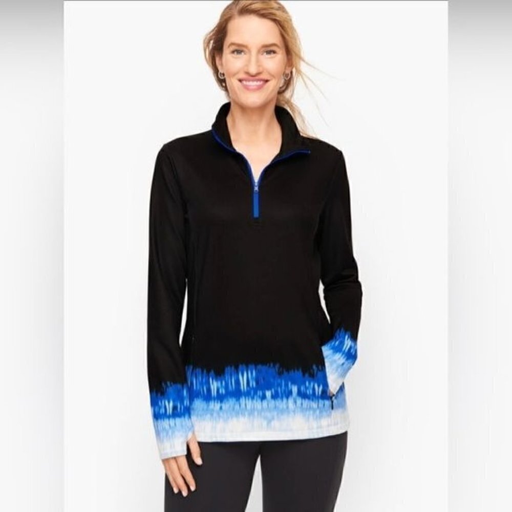 Talbots Long Sleeve Top Black Ombré Pullover Activewear Women's Size Large P